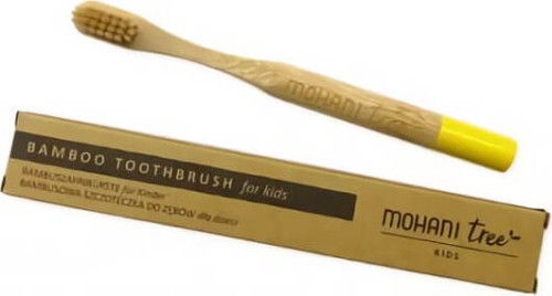 Brosse à dents en bambou pour enfants à poils souples jaunes - Mohani