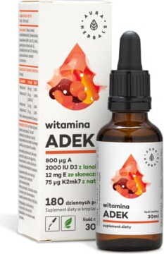 Vitamine A + D3 + E + K2 ADEK 180 porties 30 ml AURA HERBALS