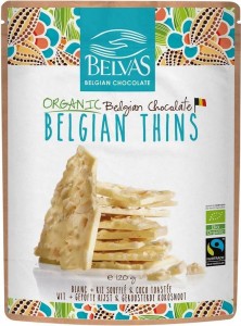 Pieces of white chocolate with expanded rice and roasted coconut gluten-free BIO 120 g - Belvas