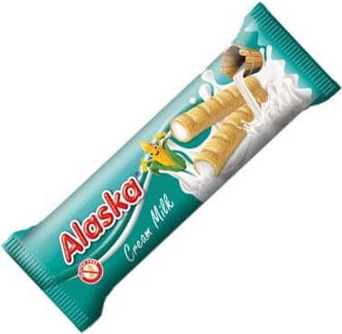 Maïstubes gevuld met melkroom glutenvrij 18 g ALASKA