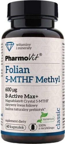 Folian 5-MTHYL 600mcg B-Active Max+ 60 kapsułek PharmoVit