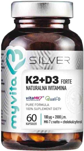Witamina K2 K-2 + D3 D-3 2000IU 60 kapsułek MyVita Silver Pure