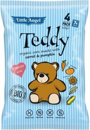 Chips de maïs TEDDY carottes et potiron à partir de 7 mois sans gluten BIO 4x15 g Little Angel
