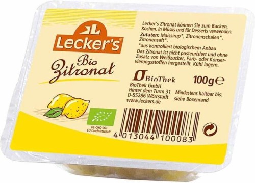 Skórka cytrynowa kandyzowana BIO 100 g Lecker's