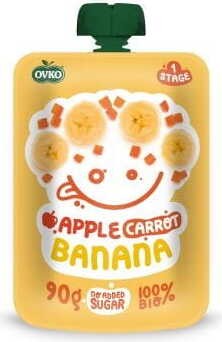 Apple puree carrot banana after 6 months of age BIO 90 g Ovko