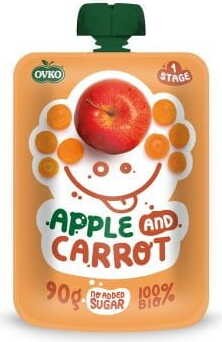 Przecier jabłko marchew po 6 miesiącu życia BIO 90 g Ovko
