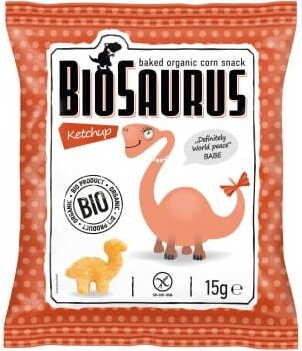 Maïschips Dinosaurussen met ketchupsmaak glutenvrij BIO 15 g BioSaurus