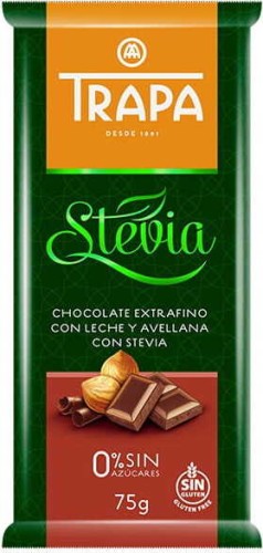 Milk chocolate with hazelnuts and stevia 75 g Trapa