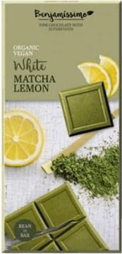 Glutenvrije witte vegan chocolade met matcha en citroen BIO 70 g Benjamissimo