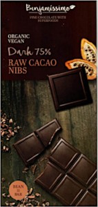 Vegan dark chocolate with crushed cocoa beans gluten-free BIO 70 g Benjamissimo