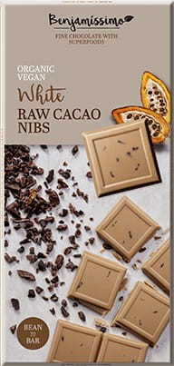 Vegan witte chocolade met gemalen cacaobonen glutenvrij BIO 70 g Benjamissimo