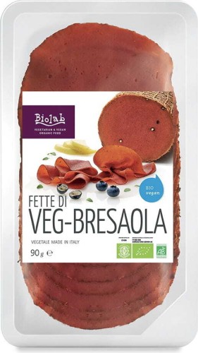 Het plantaardige alternatief van Breasola BIO worst 90 g Biolab