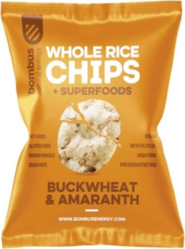 Chipsy ryżowe pełnoziarniste z gryką i amarantusem bezglutenowe 60 g Bombus