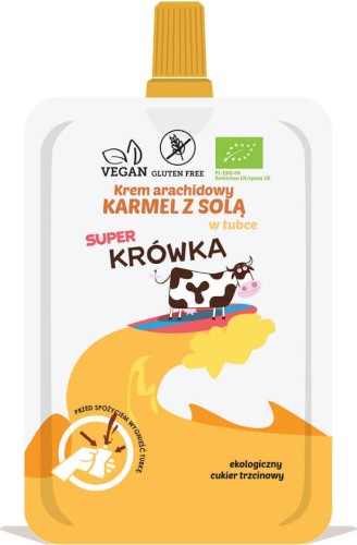 Pindacrème karamel met zout in een tube BIO 50 g Super Krowka
