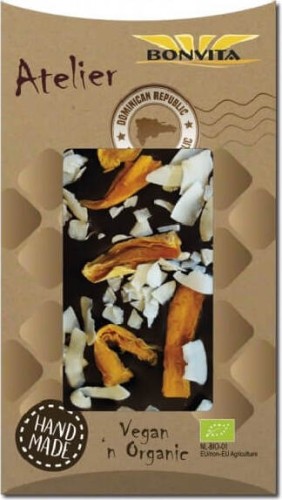 Dark chocolate with dried mango and coconut flakes gluten-free BIO 90 g - Bonvita