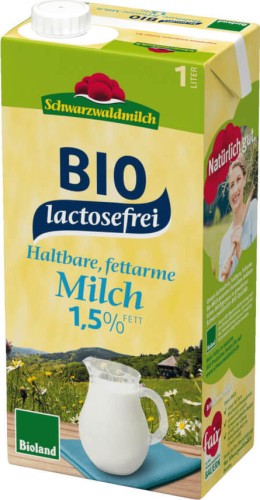 Lait 1,5% sans lactose BIO 1 l Schwarzwaldmilch