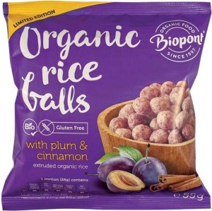 (12 PCS.) ORGANIC RICE BALLS WITH PLUMS, CINNAMON GLUTEN FREE BIO 55 g - BIOPONT
