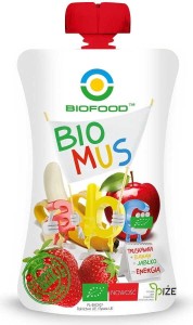 MUS TRUSKAWKOWO - BANANOWO - JABŁKOWY BIO 90 g - BIO FOOD