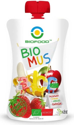 MUS TRUSKAWKOWO - BANANOWO - JABŁKOWY BIO 90 g - BIO FOOD