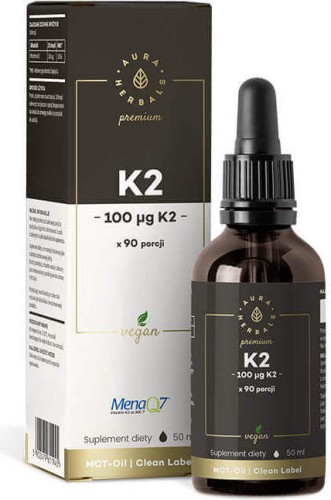Vitamine K2mk7 K2-MK7 vloeibaar 100 mcg 90 porties 50 ml Aura Herbals Premium