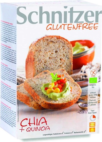 Bread with chia seeds and wholegrain flour quinoa gluten-free BIO 500 g Schnitzer