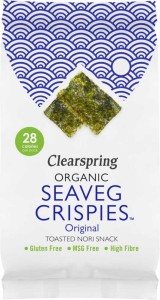 Natuurlijke zeewierchips Seaveg Crispies glutenvrij BIO 4 g Clearspring