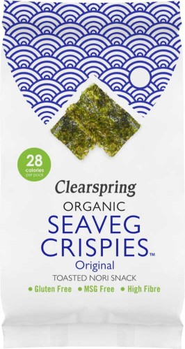 Natuurlijke zeewierchips Seaveg Crispies glutenvrij BIO 4 g Clearspring