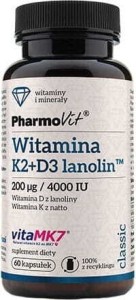 Witamina K2 Mk-7 200µg + D3 200µg/4000IU 60 kapsułek PharmoVit