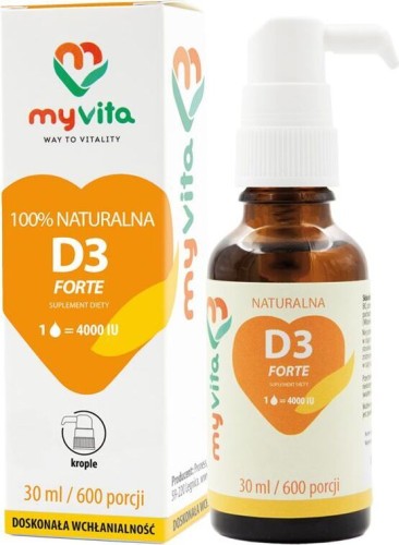 Vitamin D3 D-3 forte liquid 4000 IU 30 ml drops 600 servings - MyVita