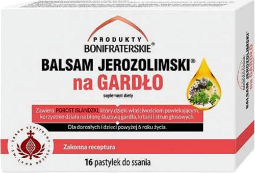 Balsam Jerozolimski na gardło z porostem islandzkim 16 pastylek Produkty Bonifraterskie