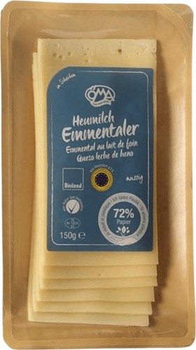 EMENTALER KAAS BIO PLAKJES (45% VET IN DROGE MATERIAAL) 150 g - OMA