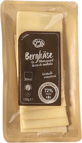 BERGKÄSE (MOUNTAIN) CHEESE SMOKED BIO SLICES (45% DRY FAT) 150 g - OMA