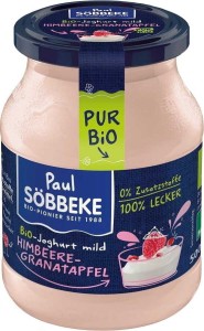 ROMIGE YOGHURT FRAMBOOS - GRANAATAPPEL (3,8% VET IN MELK) BIO 500 g (POT) - SOBBEKE