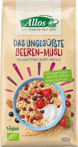 MUESLI MET BESSENVRUCHTEN ZONDER TOEGEVOEGDE SUIKER BIO 500 g - ALLOS