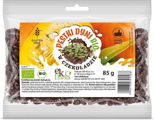PUMPKIN SEEDS IN BITTER CHOCOLATE BIO GLUTEN-FREE 85 g - EKOFLORKA