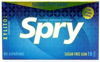 GUMA DO ŻUCIA Z KSYLITOLEM O SMAKU MIĘTY PIEPRZOWEJ BEZGLUTENOWA 10 SZTUK (12 g) - SPRY