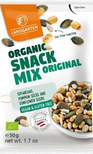 MIX OF ROASTED AND SALTED SOY SEEDS, SUNFLOWER AND GLUTEN-FREE PUMPKIN Seed BIO 50 g - LANDGARTEN