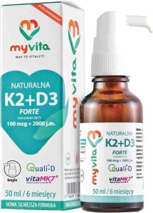 Vitamin K2 K-2 100 µg D3 D-3 2000 IU forte liquid 50ml drops MyVita