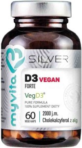 Vitamin D3 D-3 VegD3 Vegan Forte 2000 IU 120 capsules 60 g MyVita Silver Pure