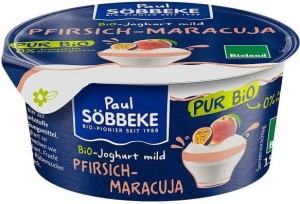 ROMIGE YOGHURT PERZIK - MARACUIA (3,8% VET IN MELK) BIO 150 g - SOBBEKE
