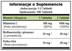 Vitamin C - 500mg L-ascorbic acid 100 capsules Puritan's Pride