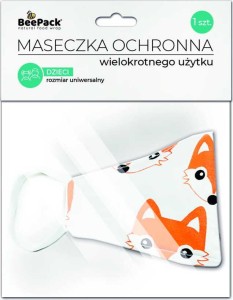 Maseczka dziecięca, profilowana liski Beepack