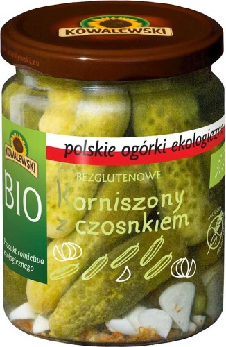 PEPINOS ENCURTIDOS CON AJO SIN GLUTEN BIO 540 ml (220 g) - KOWALEWSKI