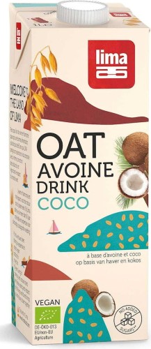 Boisson à l'avoine et à la noix de coco sans sucres ajoutés Bio 1 L - Lima