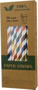 PAILLES EN PAPIER MULTICOLORES RAYURES 50 pcs - BIODEGRADOWALNI