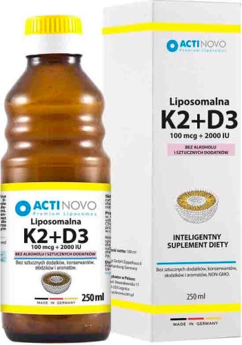 Liposomal vitamin K2 + D3 100mcg + 2000IU 125 portions alcohol-free 250ml ActiNovo