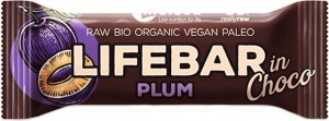 BAR WITH PLUM IN CHOCOLATE RAW GLUTEN-FREE BIO 40 g - LIFEFOOD