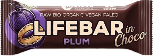 BAR WITH PLUM IN CHOCOLATE RAW GLUTEN-FREE BIO 40 g - LIFEFOOD