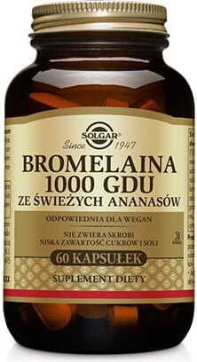 Bromélaïne Bromélaïne 1000 mg GDU d'ananas frais 60 gélules Solgar