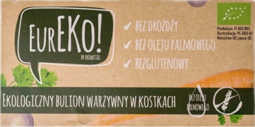 Bulion warzywny w kostkach bez drożdży bez oleju palmowego bezglutenowy BIO 100 g Eureko
